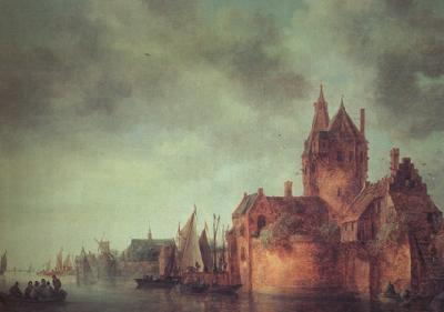 Jan van  Goyen A Castle by a River with Shipping at a Quay (nn03) oil painting image